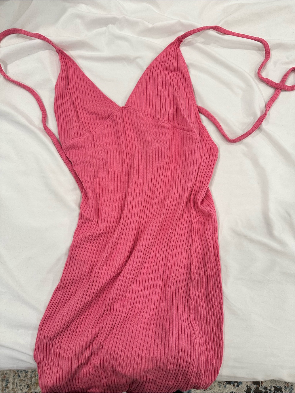 Reformation Pink Ribbed Backless Slip Dress